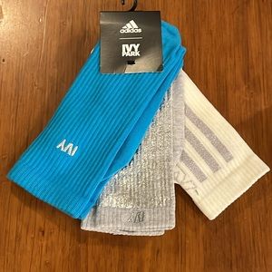 Adidas Ivy Park Socks x 3 pair Silver Sparkle Blue new Womens Size Large 10-11.5